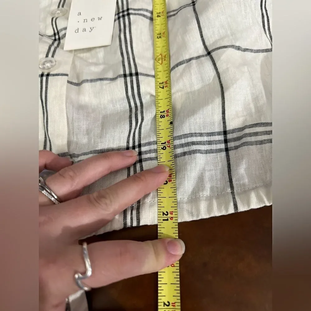 A New Day Womens Linen Blend Tie-Front Faux-Button Tank Top Cream Size XL NWT - Picture 10 of 11